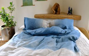 Pościel lniana indygo Przenikanie