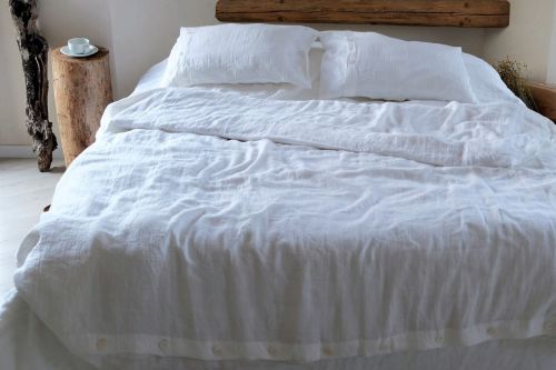 Pościel lniana z guzikami ze zmiękczonego lnu 190 g