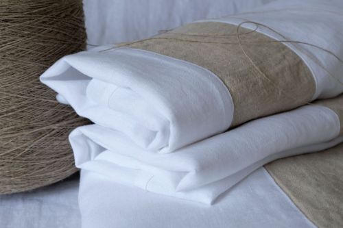 Pościel lniana z dekoracyjnym paskiem ze zmiękczonego lnu 190 g