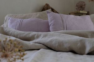 Pościel lniana z haftowaną plisą