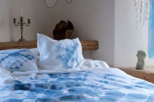 Pościel lniana indygo